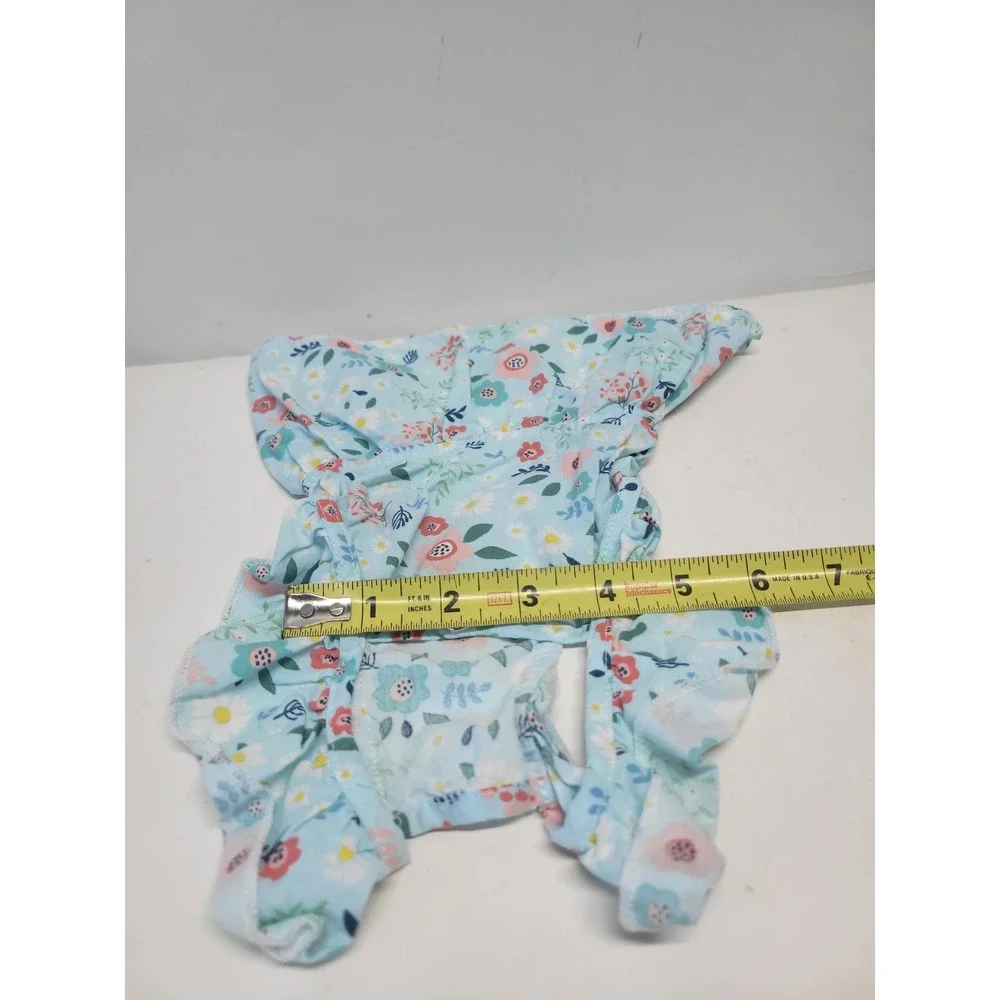 Dog or cat Blue Floral Dress Ruffle Sleeves‎ Skirt Pet apparel Small